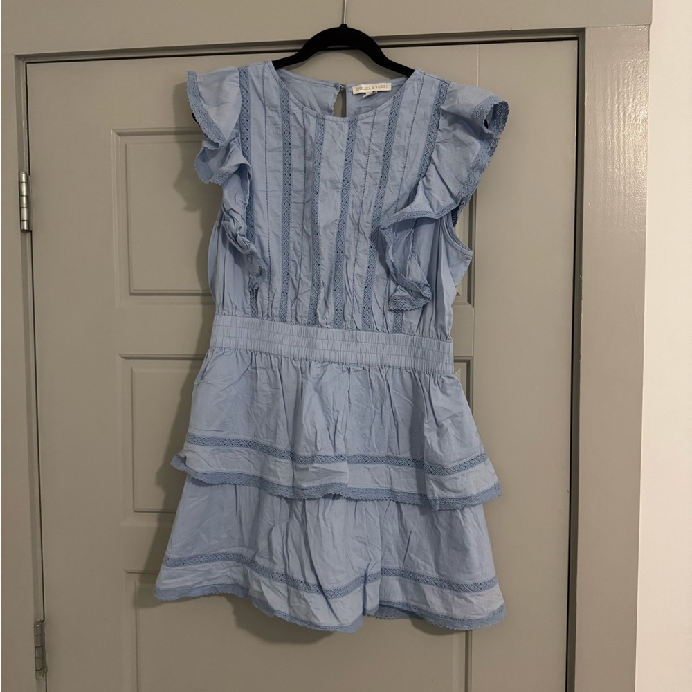 Chelsea & Violet Blue and White Ruffled Tiered Sundress